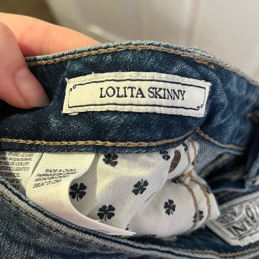 Lucky Brand Blue Jeans with Cream Floral Embroidery - Picture 6 of 6